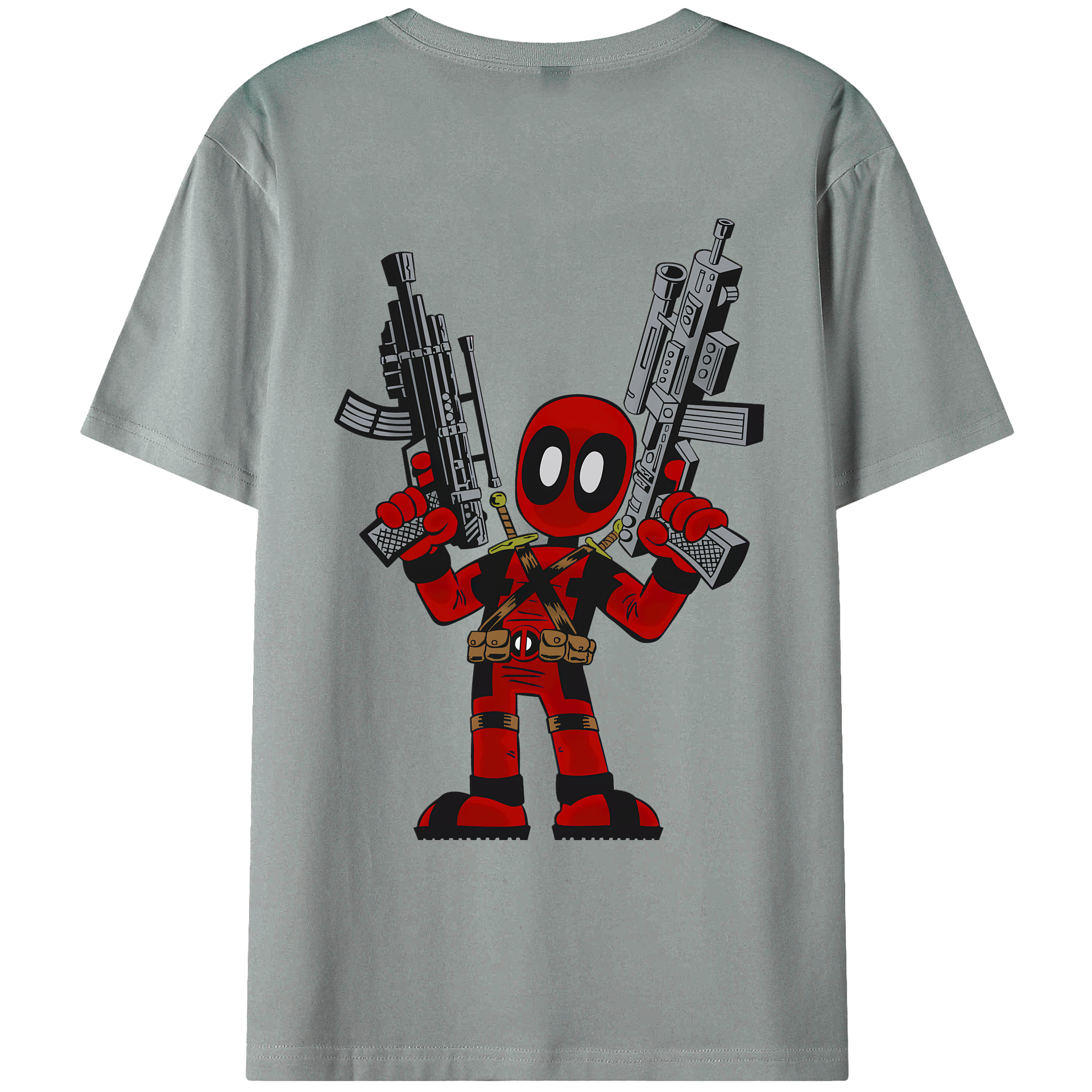 （画像用） Deadpool デッドプール 綿100％ メンズ半袖Tシャツ（バックプリント） 通気性